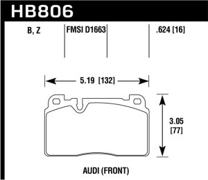 Audi A6 Brake Pads - Front - Hawk Performance - HPS 5.0 - `16-`17